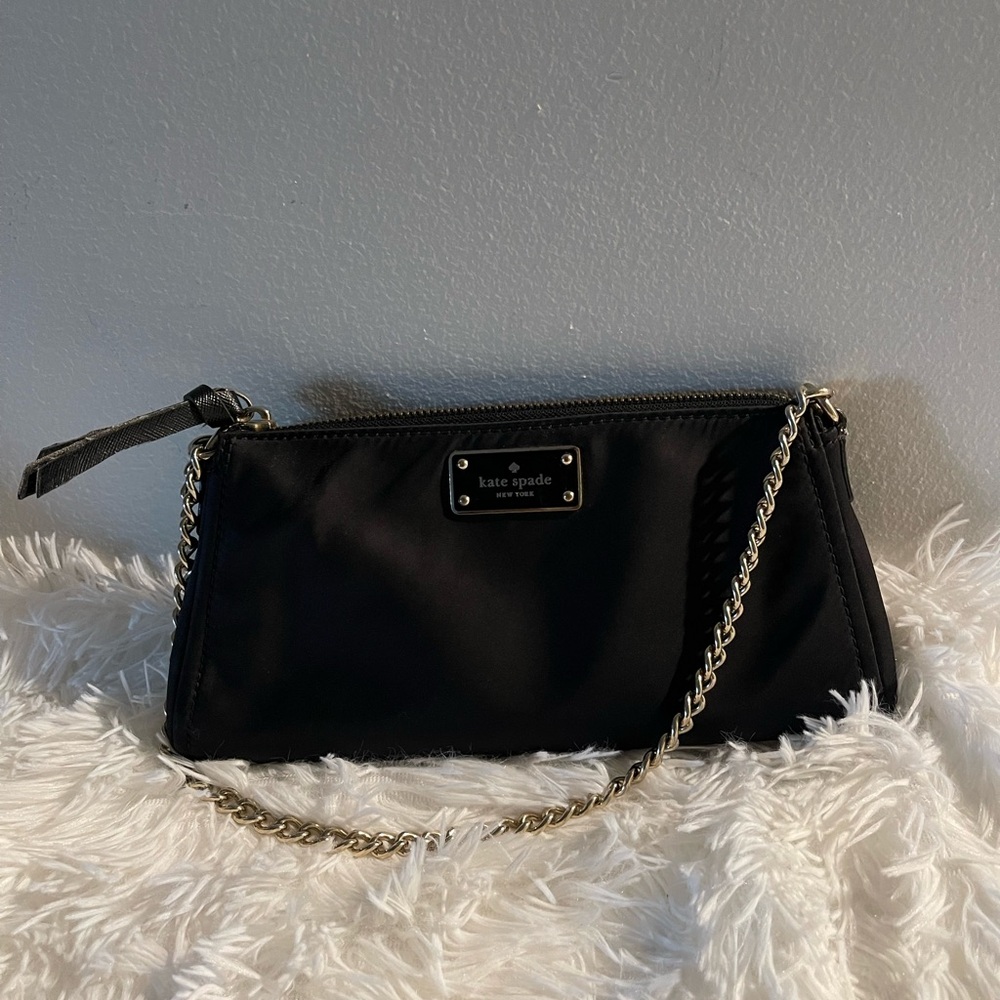 Kate Spade Black Clutch with silver Chain